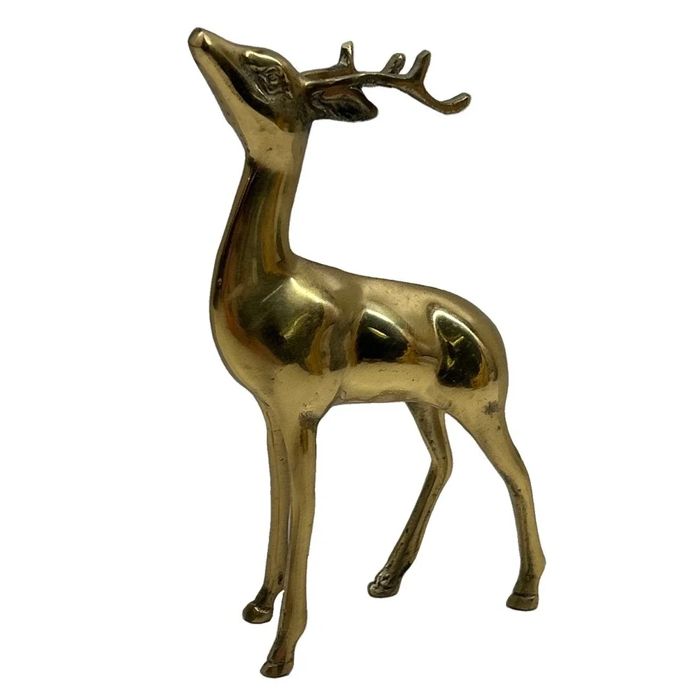 Vintage Solid Brass Deer Buck Figurine MCM Mid Century Modern Decor Statue 8